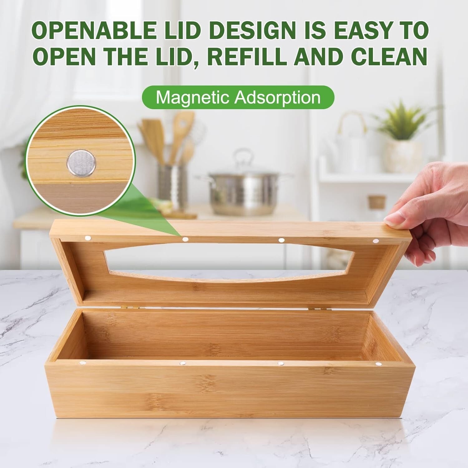 Elegant 5-In-1 Kitchen Drawer Organizer with Bamboo and Plastic Wrap Holder