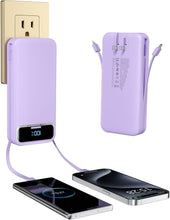 Load image into Gallery viewer, Compact 20000mAh Portable Charger with AC Wall Plug &amp; Built-In Cables for Travel