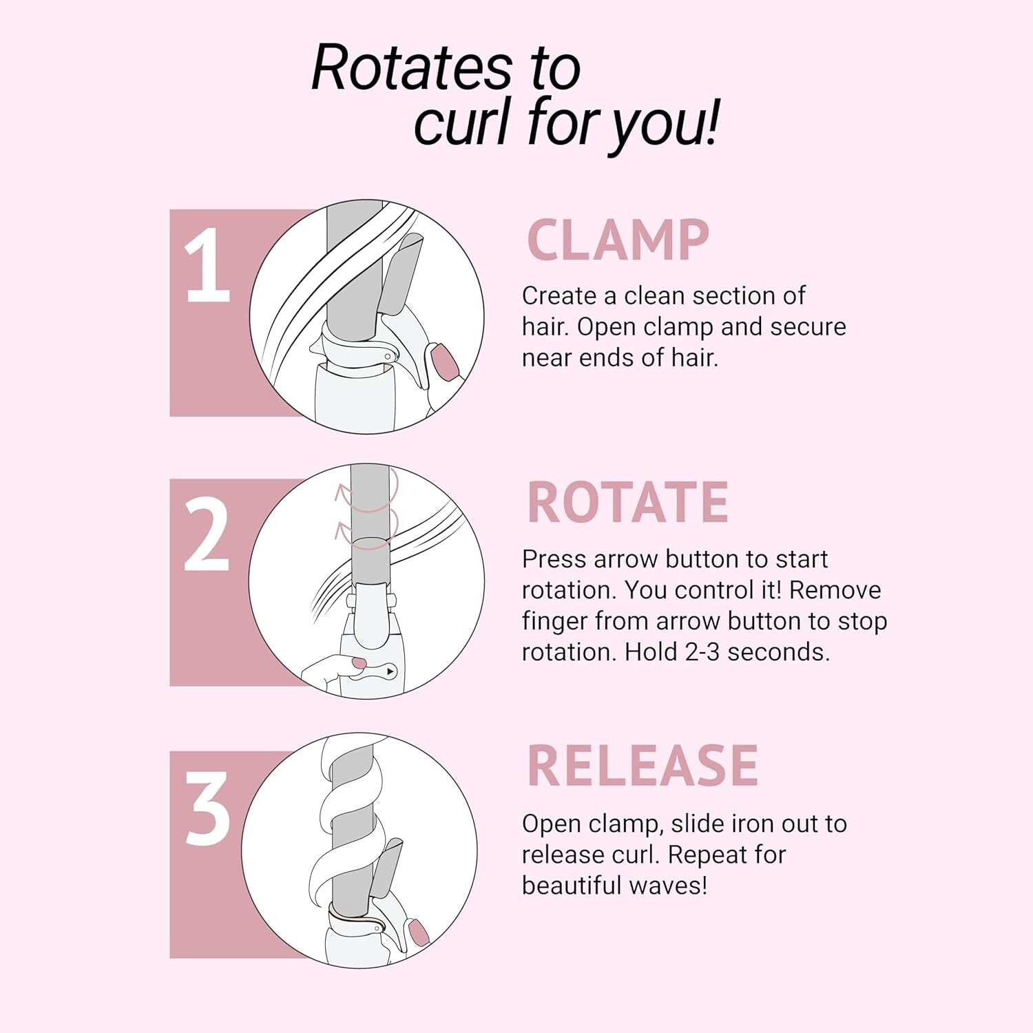 Automatic 1-Inch Ceramic Curling Iron - Beachy Waves Made Easy in Midnight Rose