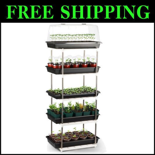 Compact 5-Tier Greenhouse Seedling Storage Rack - Easy Assembly & Versatile Use