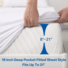 Load image into Gallery viewer, 100% Waterproof Bamboo Full Mattress Cover - Deep Pocket &amp; Cooling Design, White