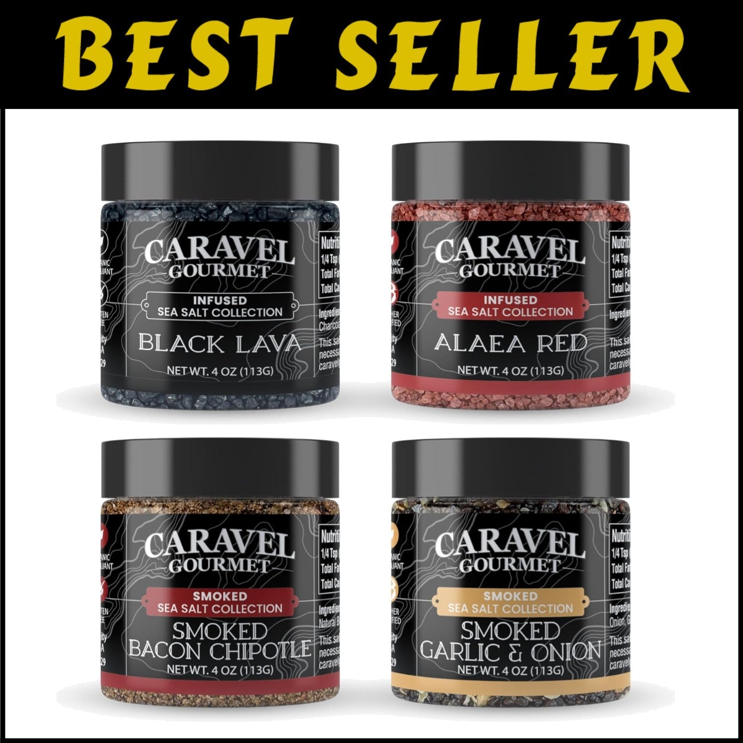 Signature Sea Salt Sampler: Smoked Bacon Chipotle, Garlic Herb & Spicy Varieties