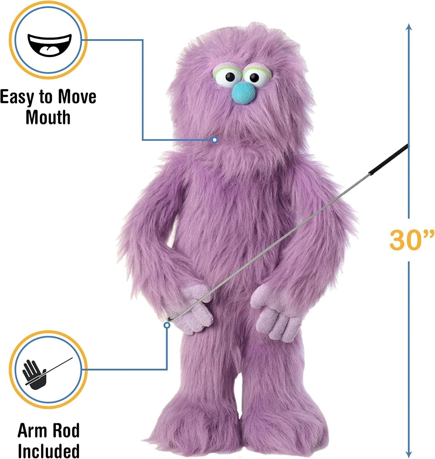 Engaging 30-Inch Purple Puppet with Arm Control – Ideal for Kids' Entertainment
