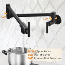 Load image into Gallery viewer, Commercial-Grade Pot Filler Faucet: Adjustable Wall-Mount Matte Black Style
