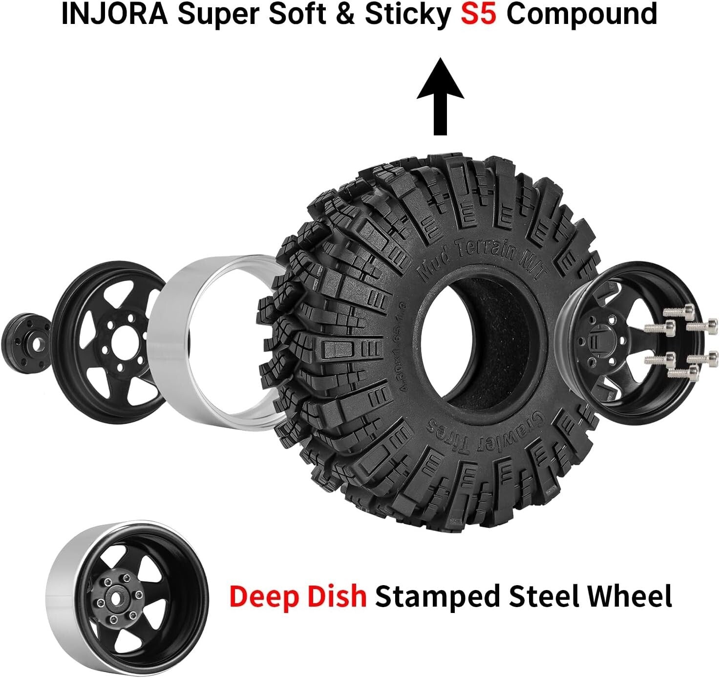 High-Performance 1.9" Mud Tires & Beadlock Rims for Ultimate RC Crawler Control