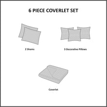 Load image into Gallery viewer, Navy/Aqua Coastal Quilt Set 6 pcs - Full/Queen with Hypoallergenic Coverlet