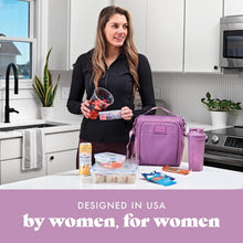 Load image into Gallery viewer, Mauve Meal Prep Lunch Bag with 4 Compartments and Comfortable Shoulder Strap