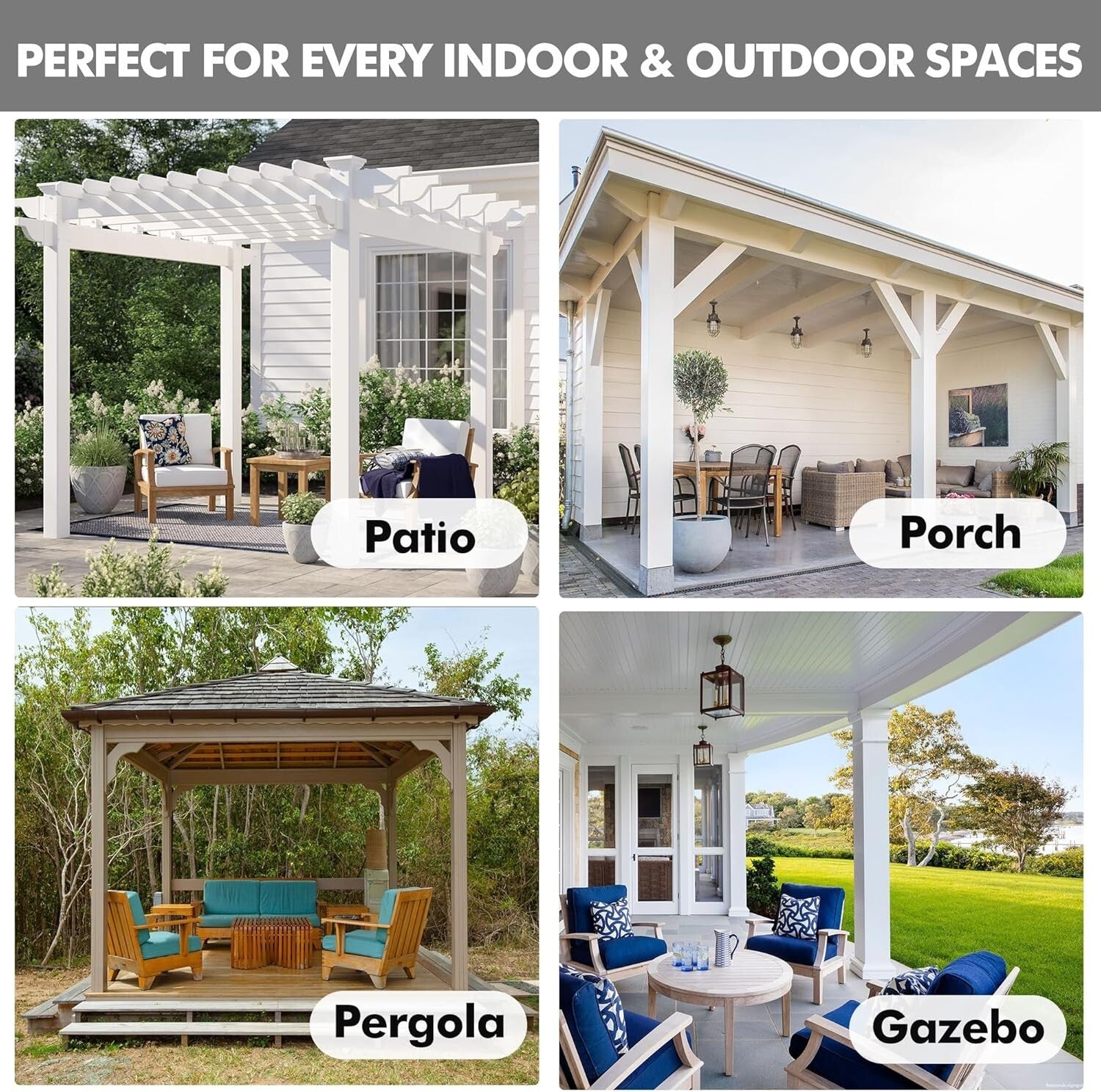 Elegant White Linen Outdoor Curtain Panels - 54" Wide x 84" Long, Weatherproof