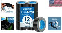 Load image into Gallery viewer, Versatile 2" x 30 Yd Black Duct Tape, 12 Rolls - Heavy Duty &amp; Weather-Resistant