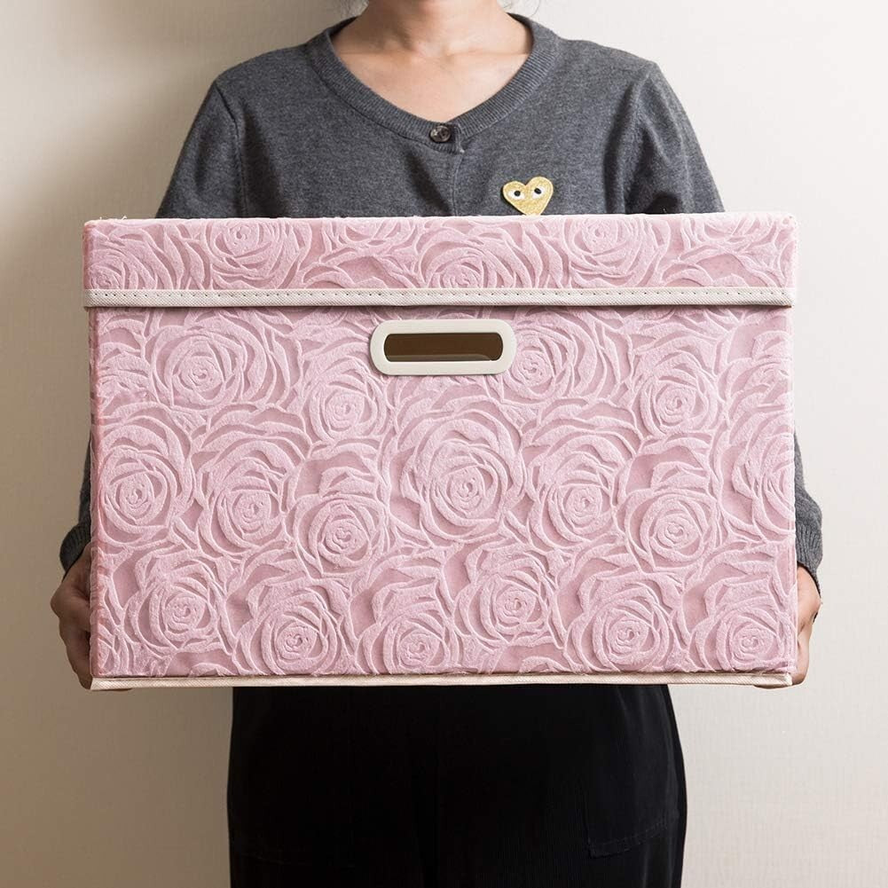 Eco-Friendly Floral Storage Boxes - Large Foldable 5-Pack for Home Organization