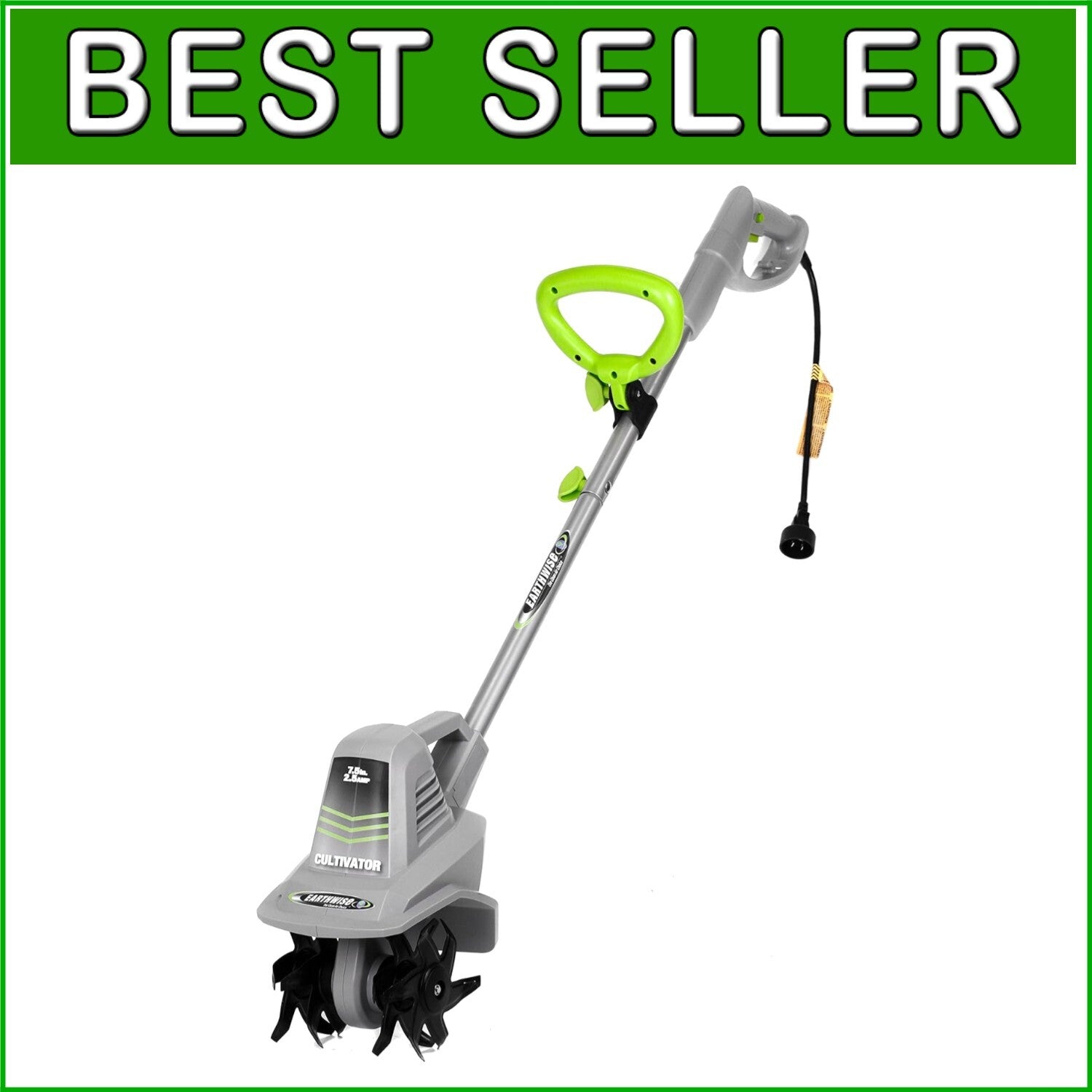 7.5-Inch Corded Electric Tiller with Ergonomic Grip - Hassle-Free Gardening