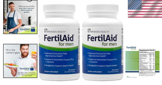 Vegan Male Fertility Multivitamins - 2 Bottles of FertilAid for Optimal Health