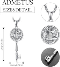 Load image into Gallery viewer, Elegant 925 Sterling Silver Saint Benedict Amulet Pendant with Adjustable Chain