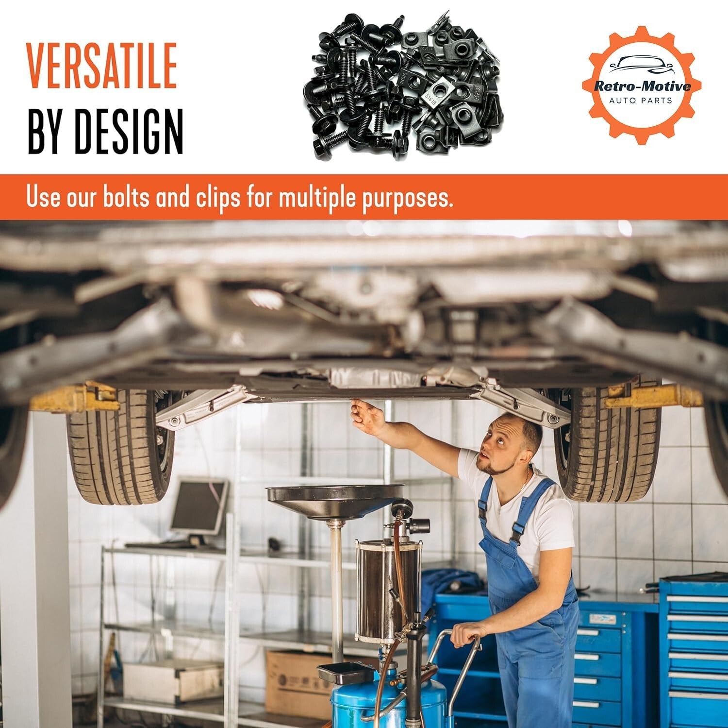 Rust-Resistant Body Bolts & U-Nut Clips - Black Phosphate, 1/4-20 x 1, 50 Pieces