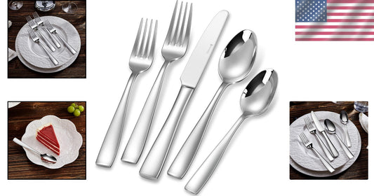 Elegant 65-Piece Stainless Steel Flatware Set - Service for 12, Dishwasher Safe
