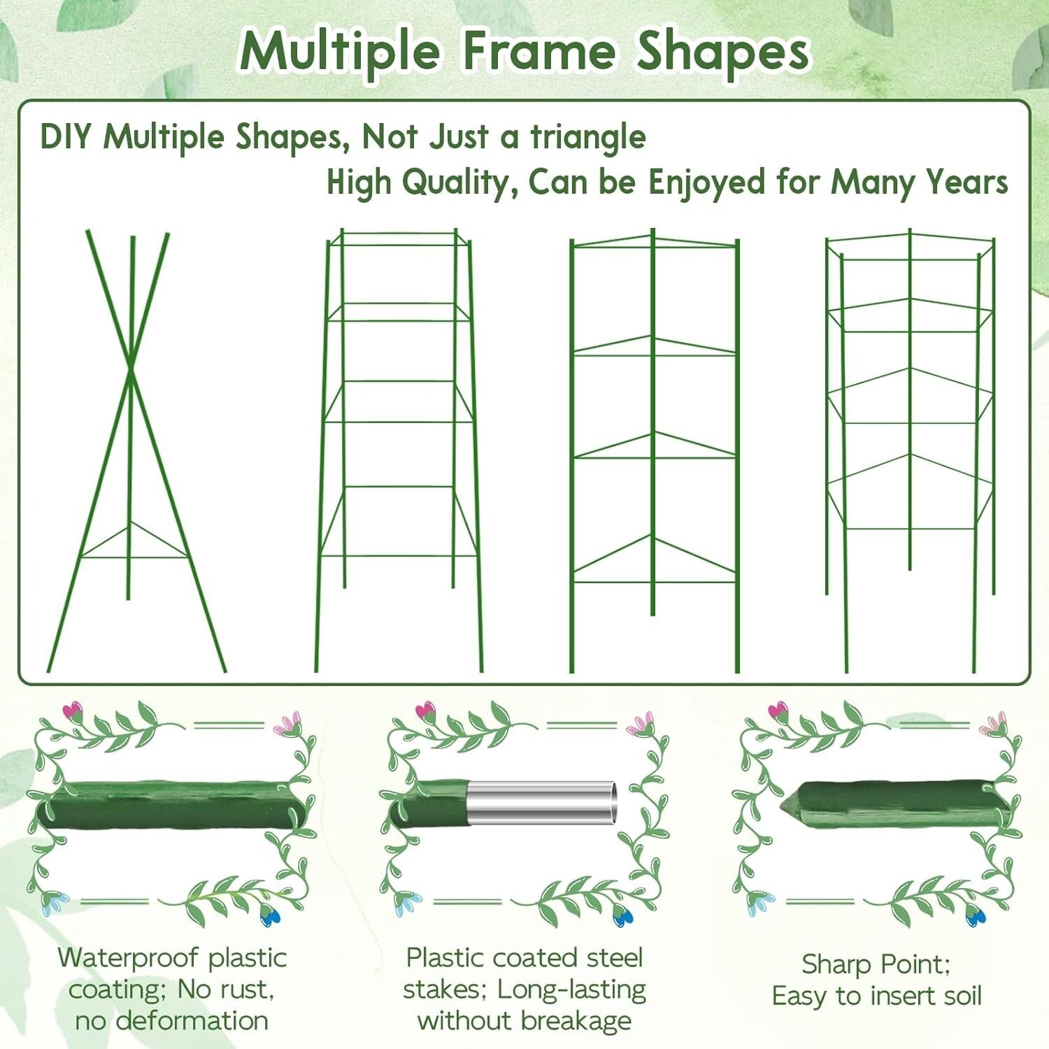 Versatile Garden Tomato Cages - Heavy-Duty 6 Pack for Customizable Plant Support