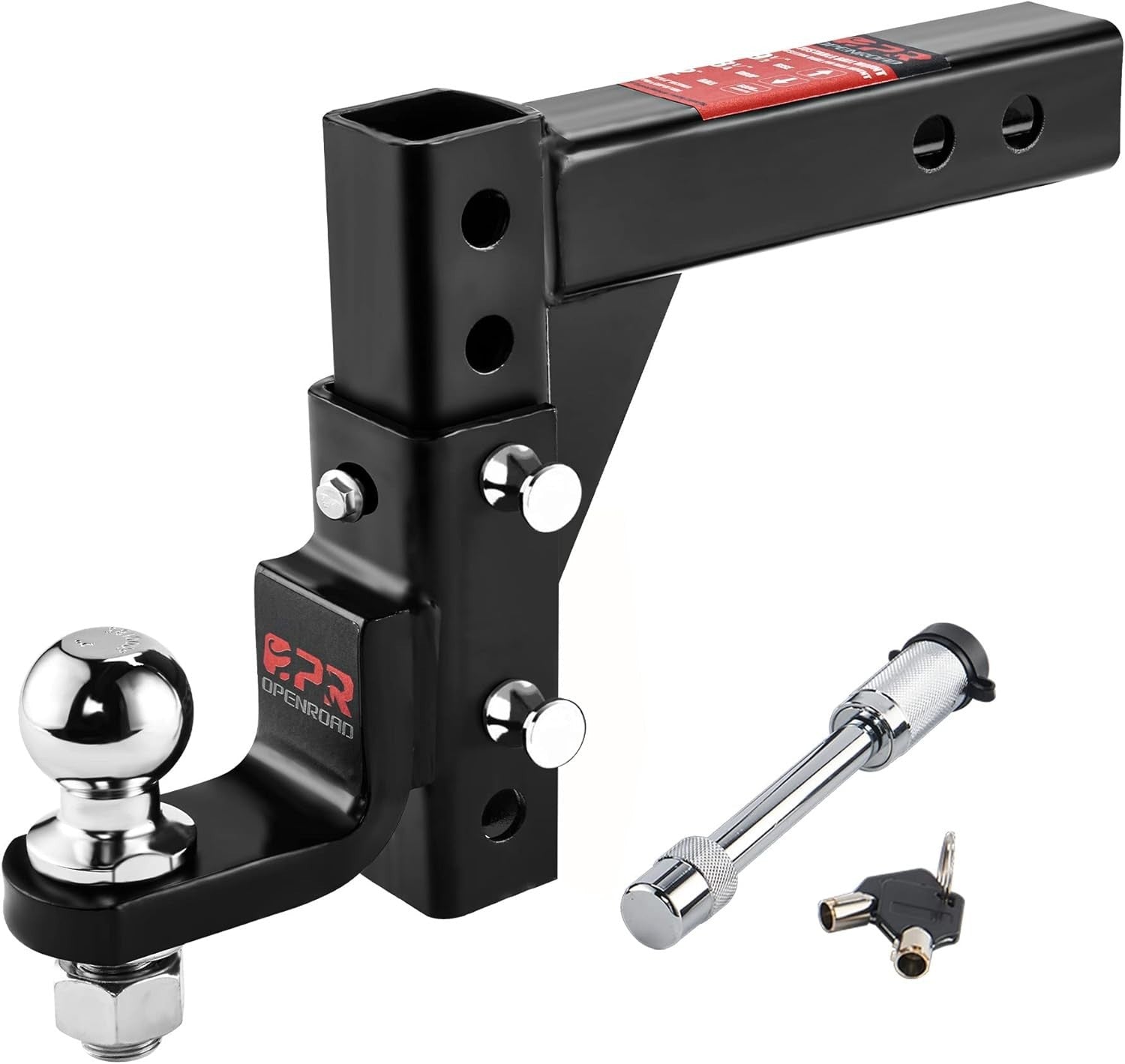 Adjustable Heavy Duty Trailer Hitch Ball Mount - 7500lbs Capacity, Fits 2-Inch