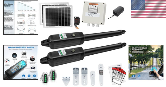 Dual Swing Gate Opener Kit with Solar Power - Easy Install & Strong Performance