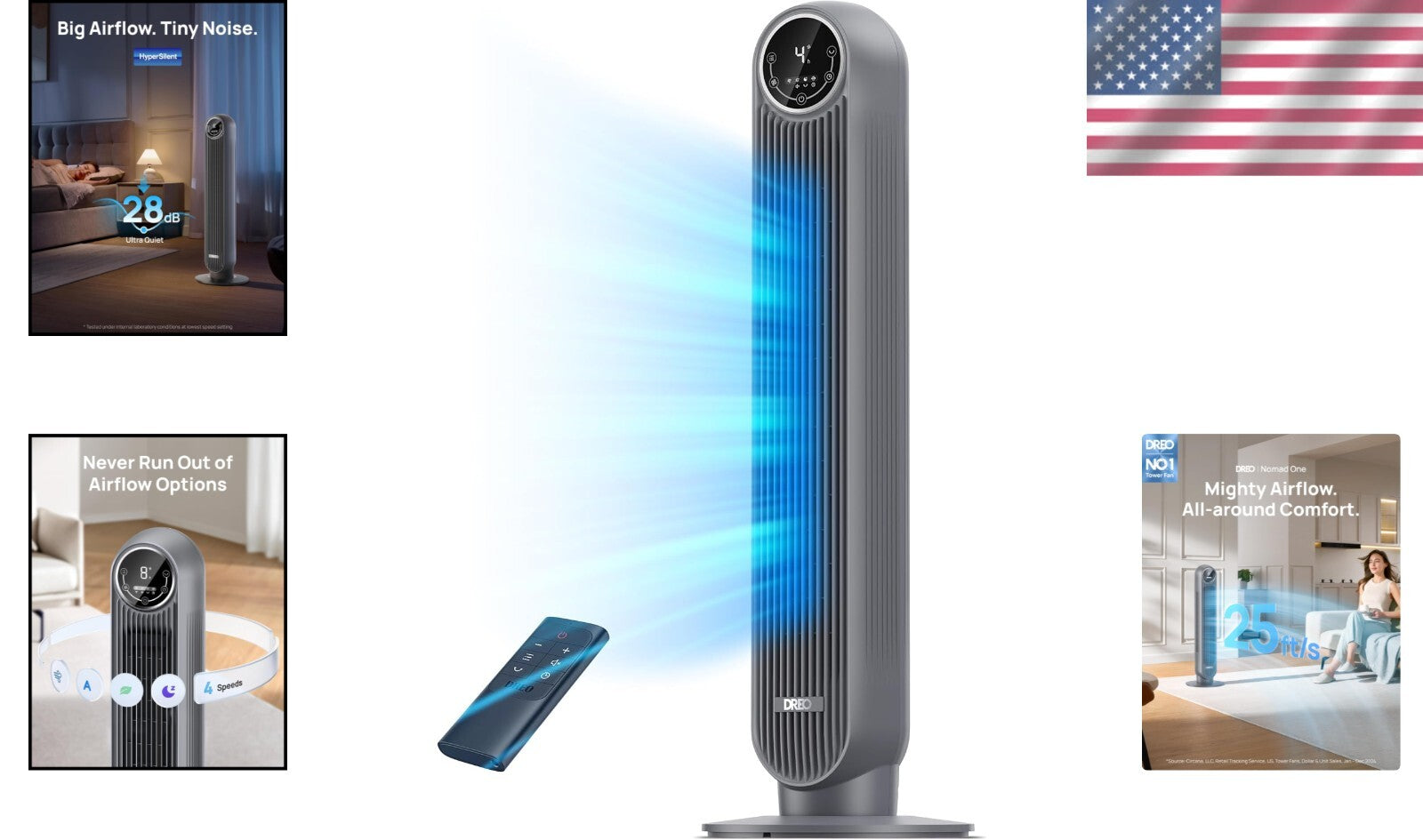 Quiet 90° Oscillating Tower Fan with Touch & Remote Control - Ideal for Bedrooms