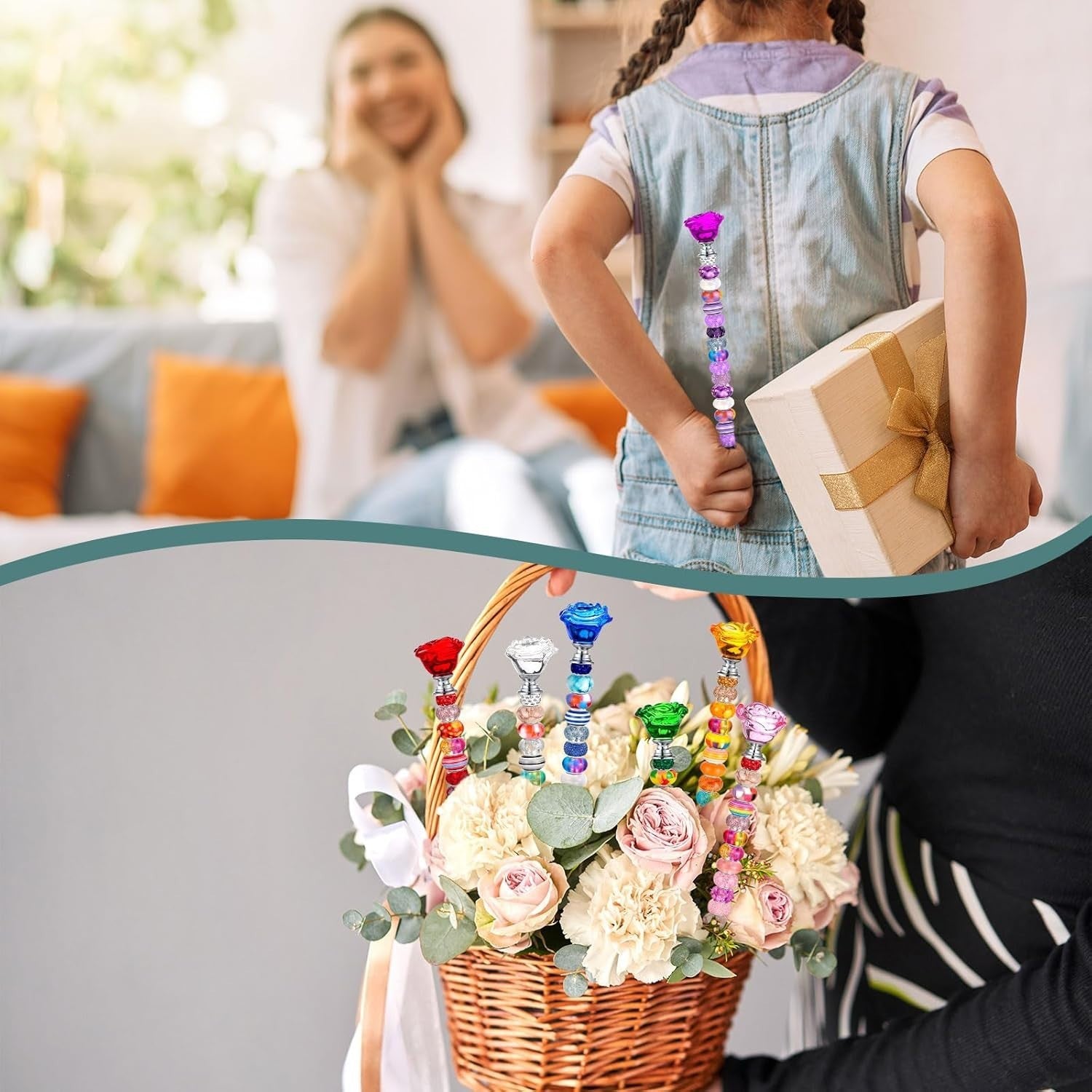 Elegant DIY Garden Decoration: 236 Pcs Beaded Stakes with Crystal Flower Tops