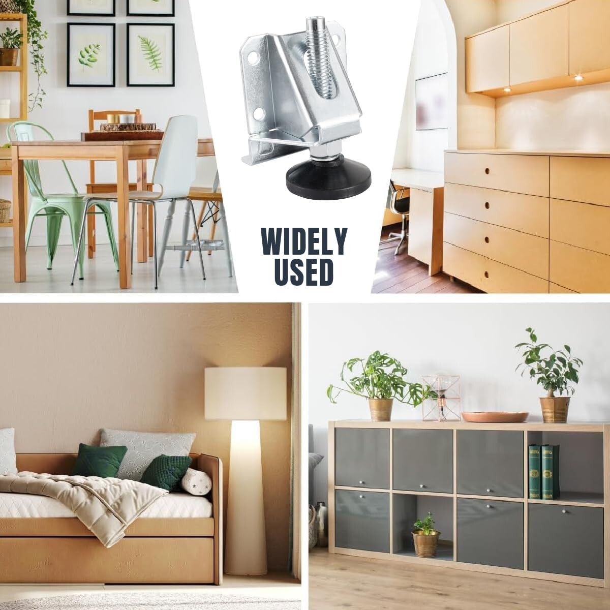 16-Pack Heavy Duty Adjustable Leg Levelers with Non-Marring Pads for Stability