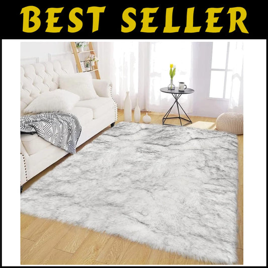 Soft & Washable 6x9 Faux Sheepskin Rug - Elegant Decor for Bedroom & Living Room