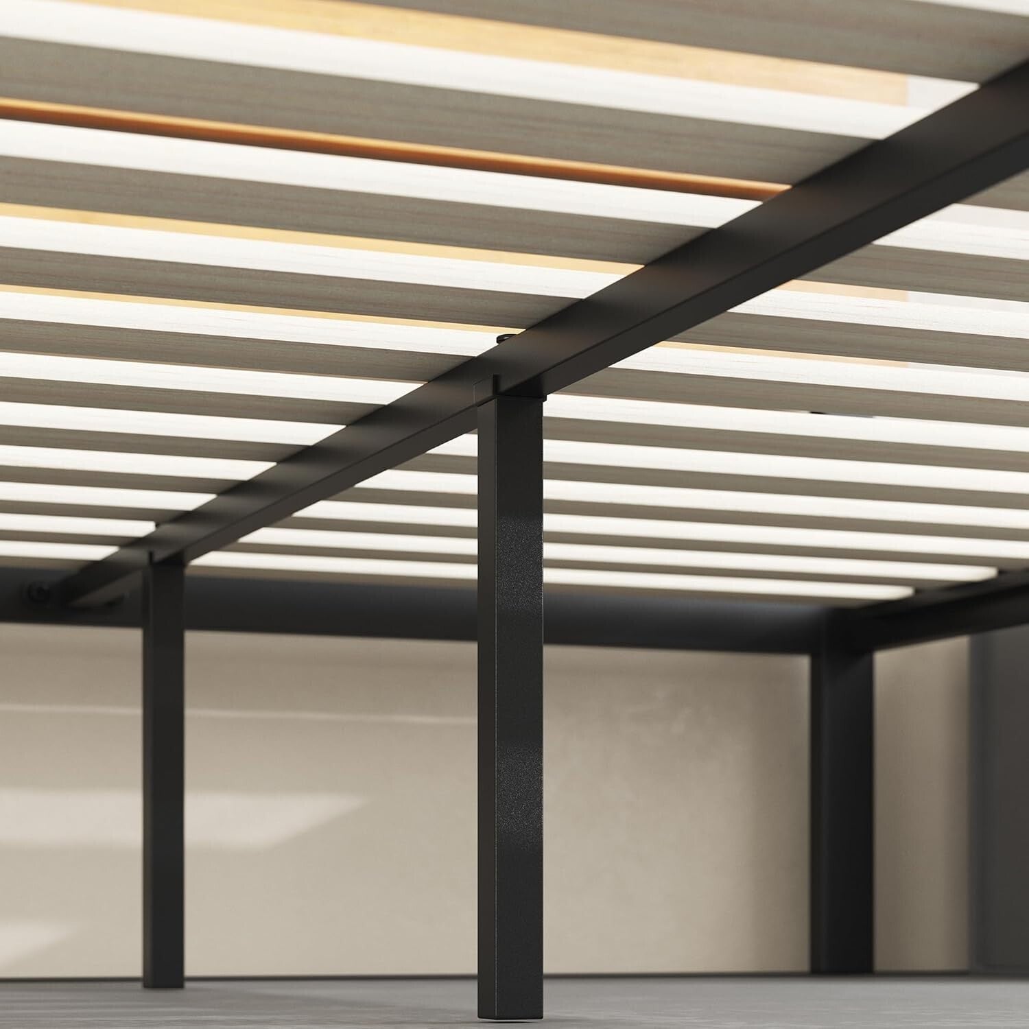 Paul Twin Metal and Bamboo Bed Frame - Easy Assembly, Stylish Under-Bed Storage