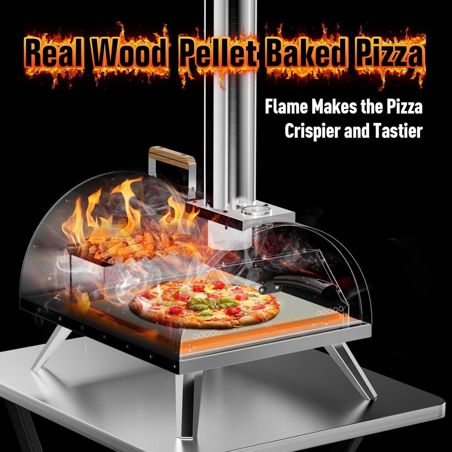Quick-Cook Portable Pizza Oven - Wood & Gas Fired for Perfect Pizzas Every Time