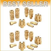Load image into Gallery viewer, V Style 1/4 NPT Air Coupler &amp; Plug Kit - 28 Piece Brass Set for Heavy Duty Use