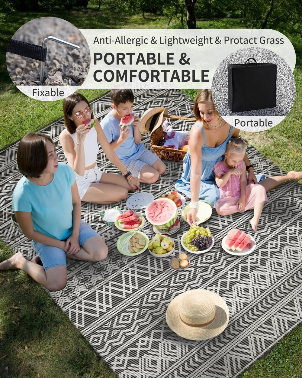 Stylish Grey Water-Resistant Outdoor Area Rug - Ideal for Patios and Balconies