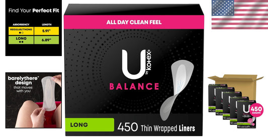 450 Count Balanced Daily Liners - Thin, Breathable Panty Liners with Soft Cover