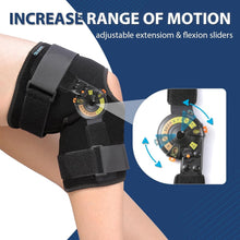 Load image into Gallery viewer, X-Large Adjustable ROM Knee Brace with Locking Dials &amp; Stabilizers for Recovery