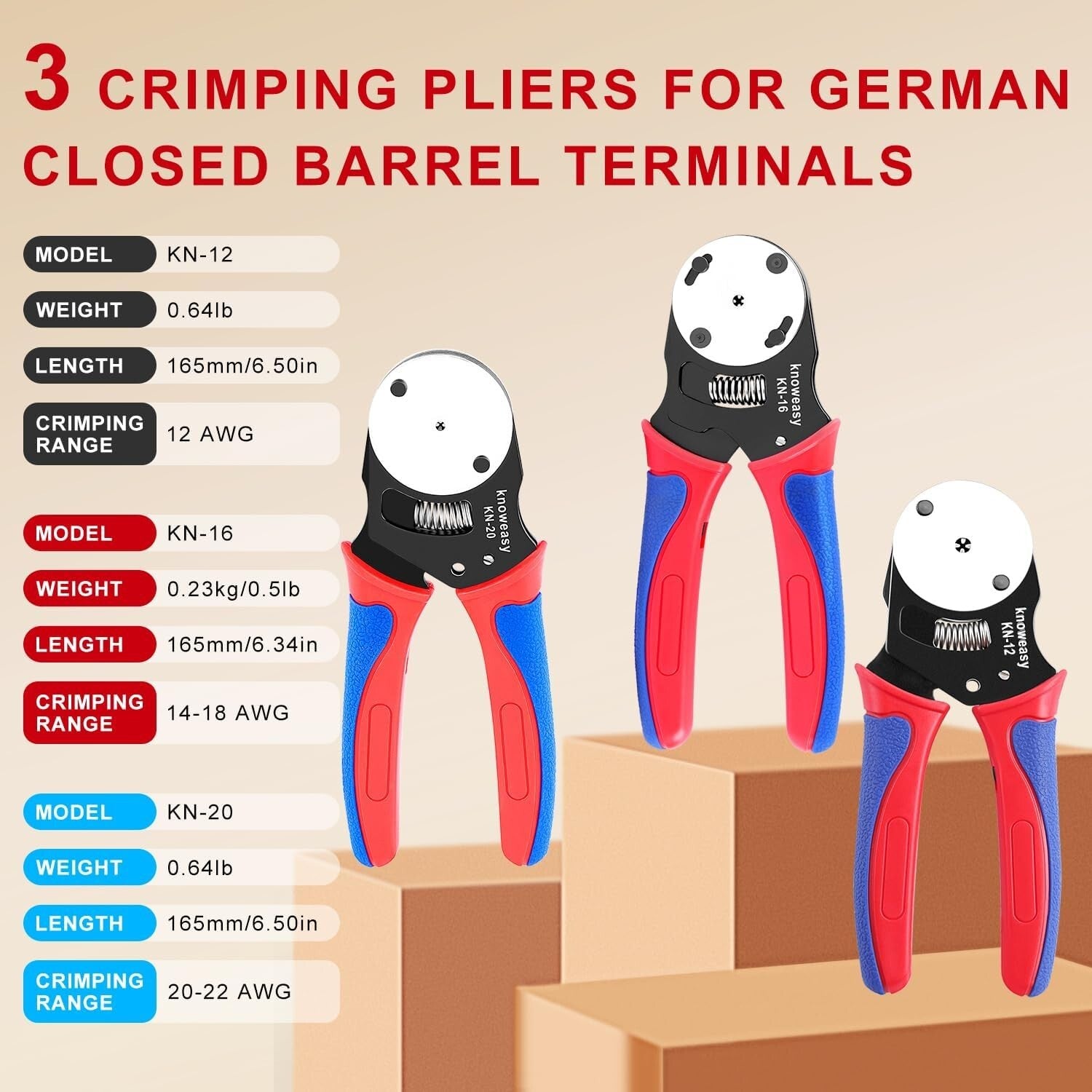 Deutsch Crimper Kit - 12PCS for DT Connectors, Weather Pack & Open Barrel Tools