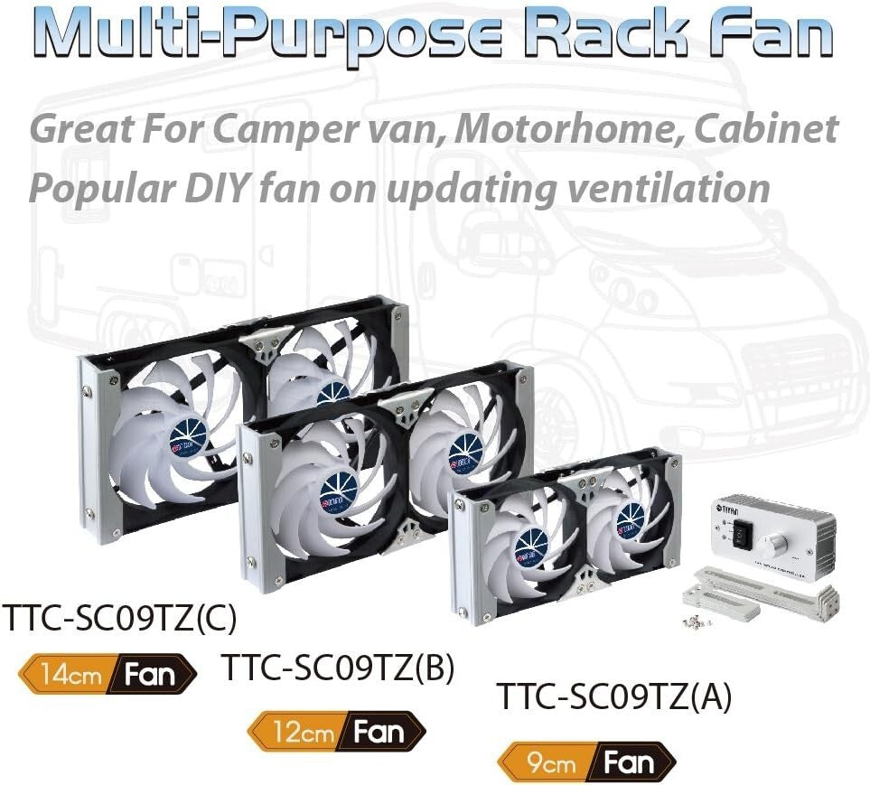 Efficient Rack-Mounted 12V/24V Double Fan for Refrigerators & Mobile Cooling