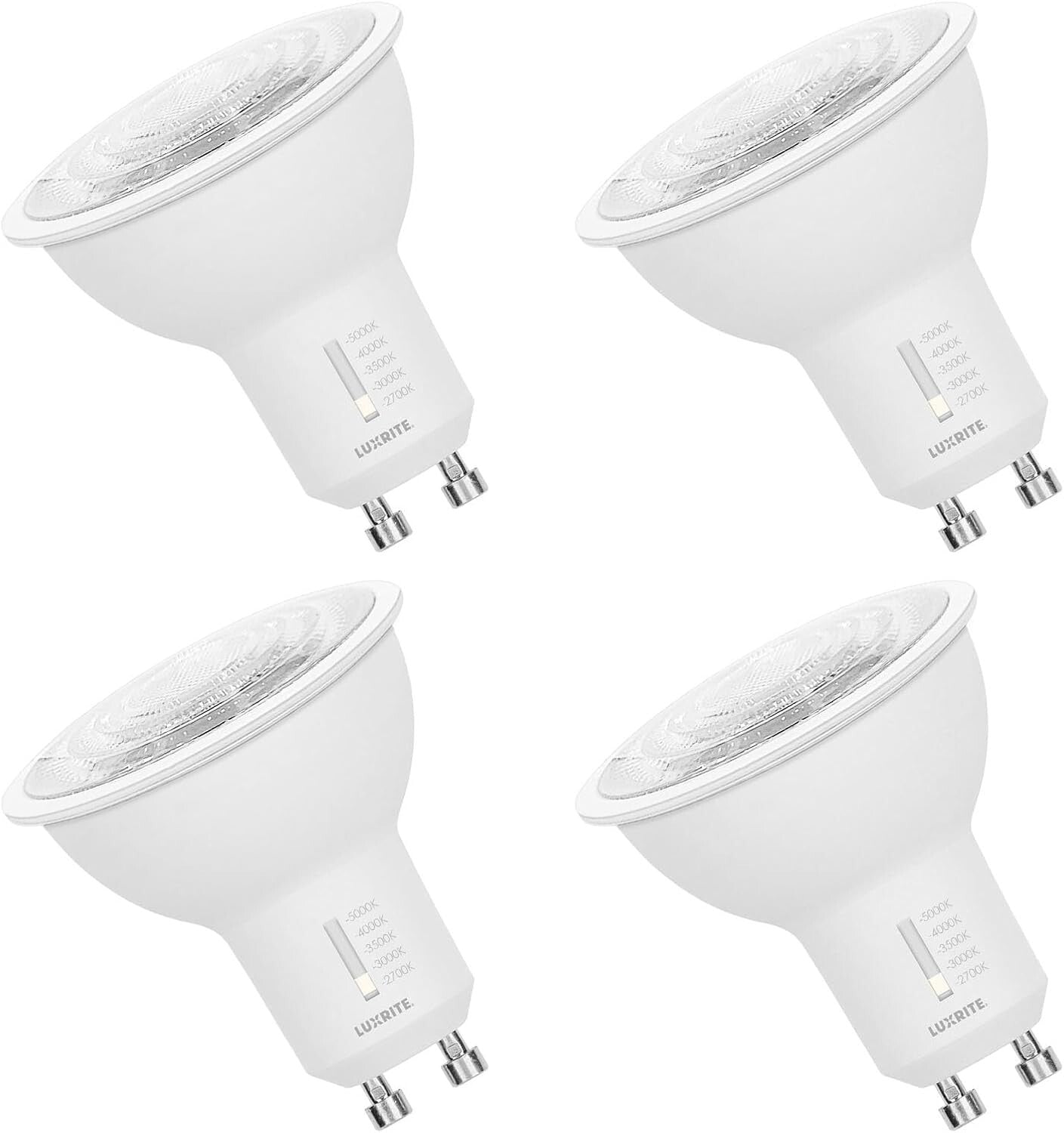 Energy-Efficient 50W Halogen Equivalent GU10 LED Bulbs, 500 Lumens, 4 Pack