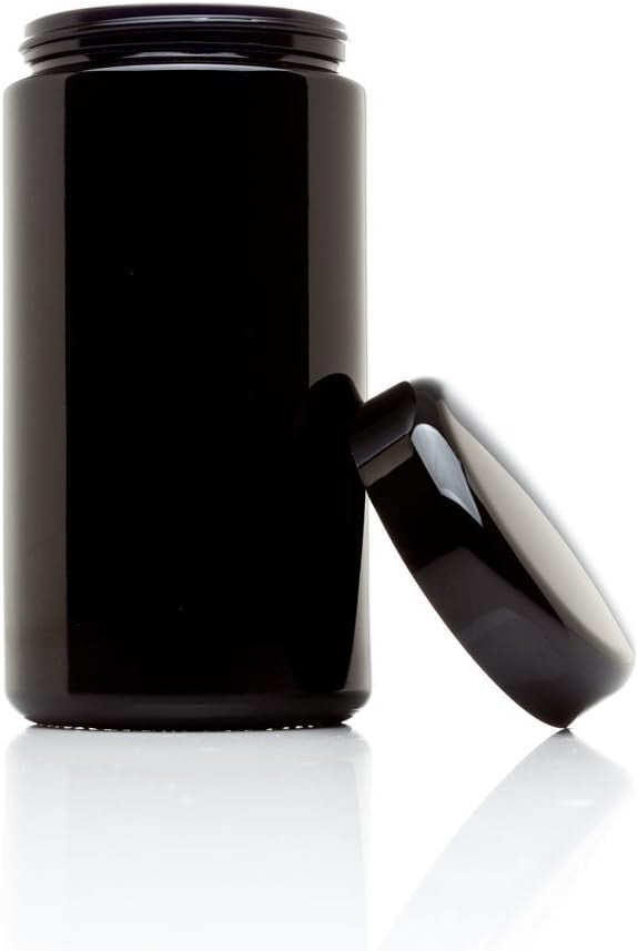 10-Pack 500 ml Classic Black Airtight Glass Jars - Smell-Proof Storage Solution