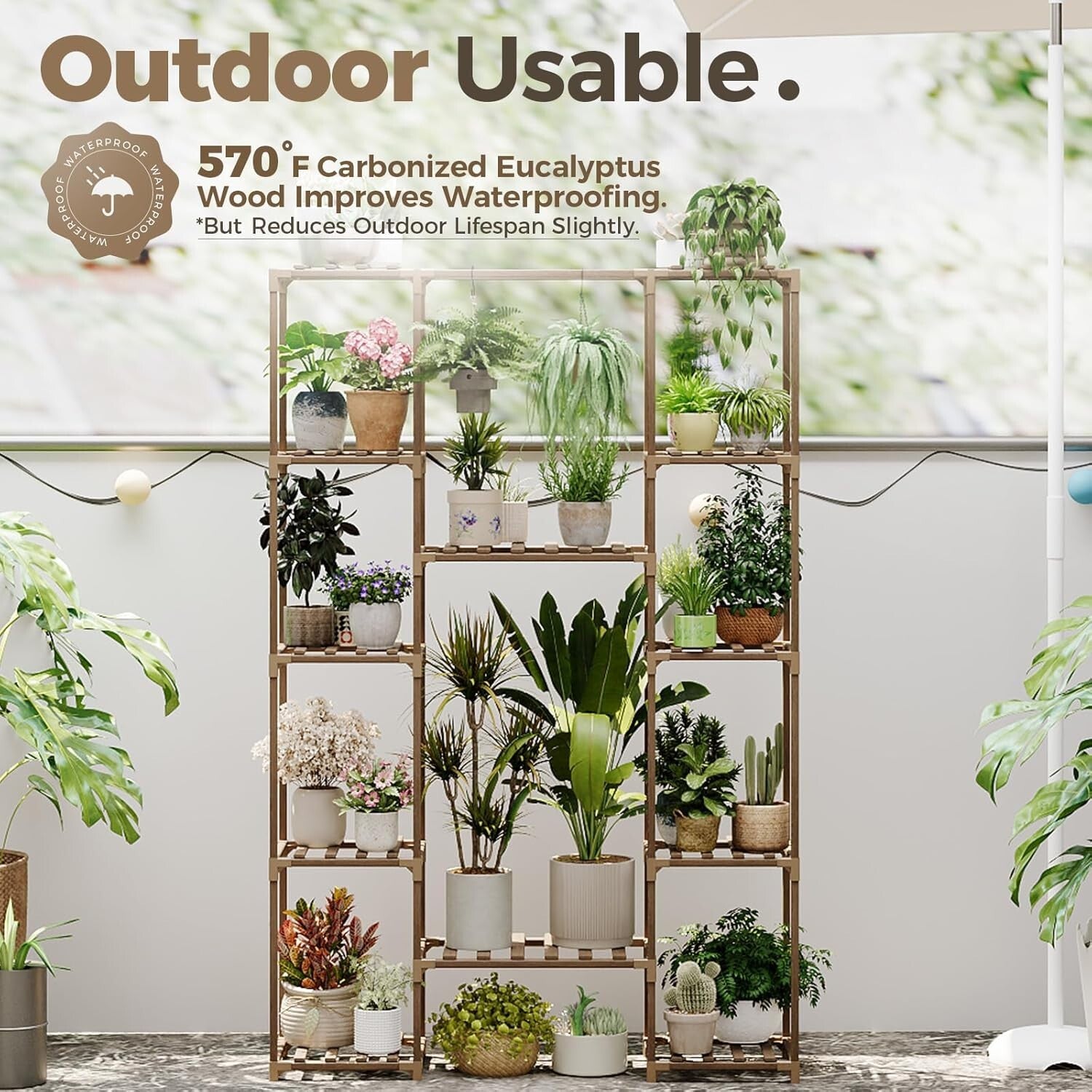 Sturdy 62.2'' Tall Plant Shelf with Hanging Function – Perfect for Home Decor