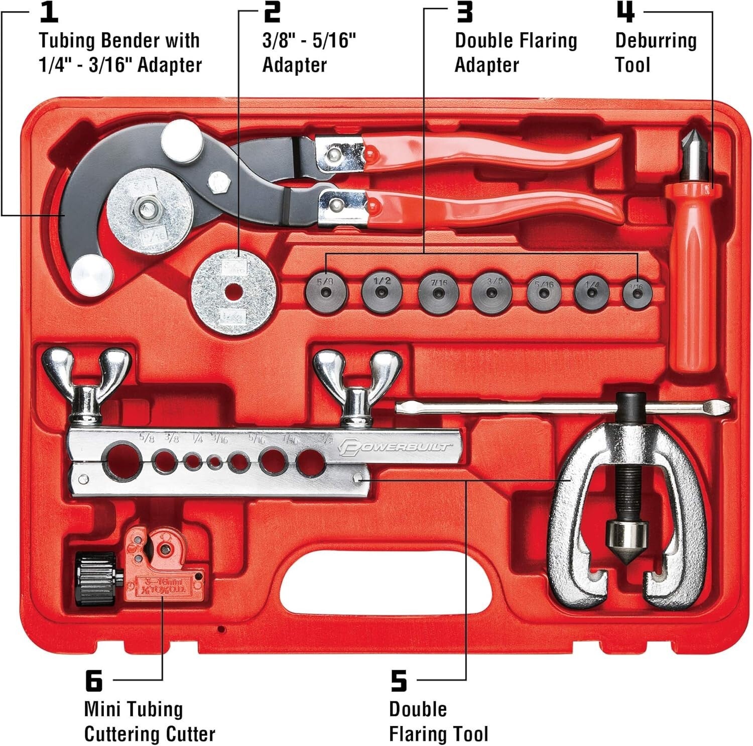 14-Piece Master Tubing Service Kit for Cutting, Bending & Flaring Metal Tubes