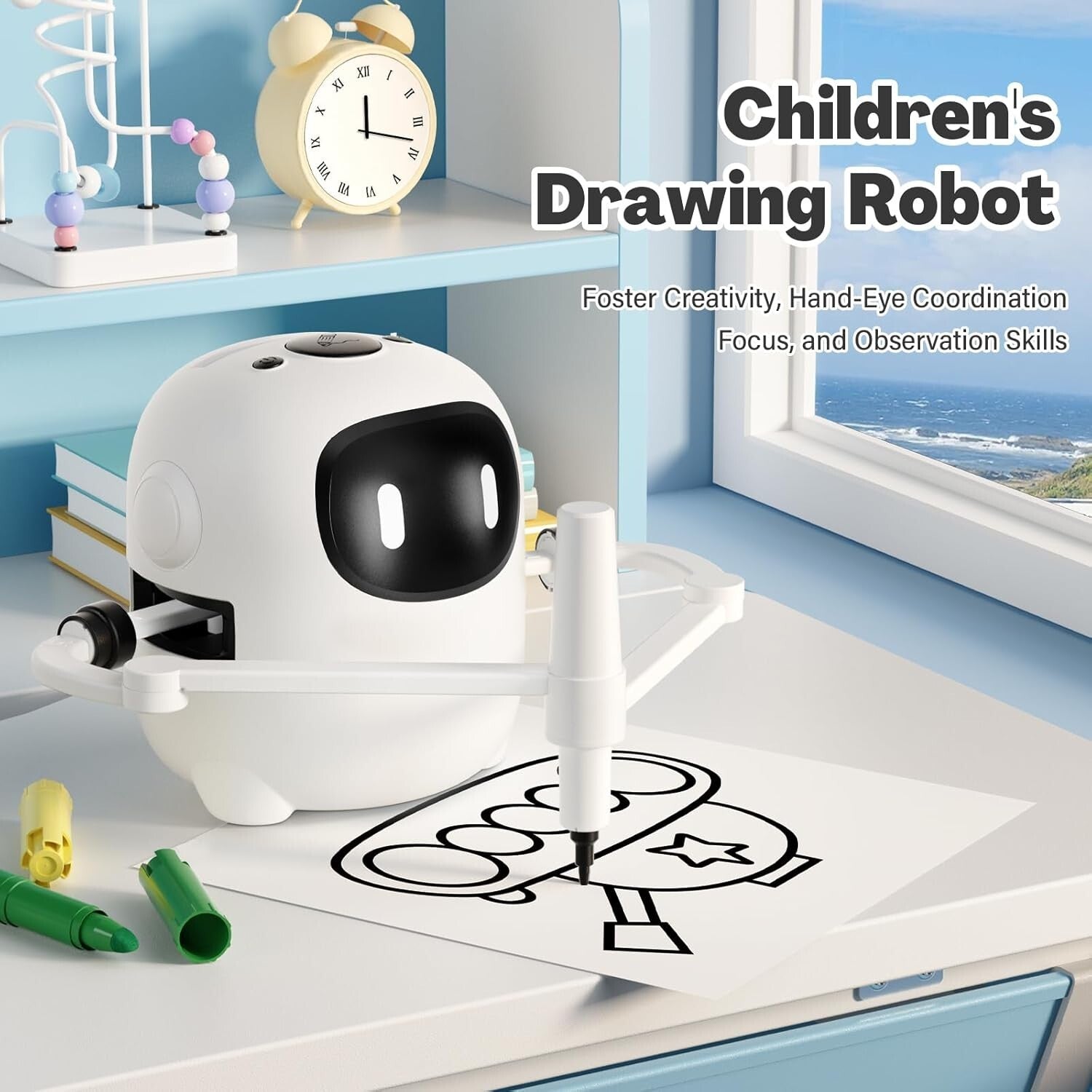 Creative Drawing Robot for Kids with 150 Interactive Cards & Music Features