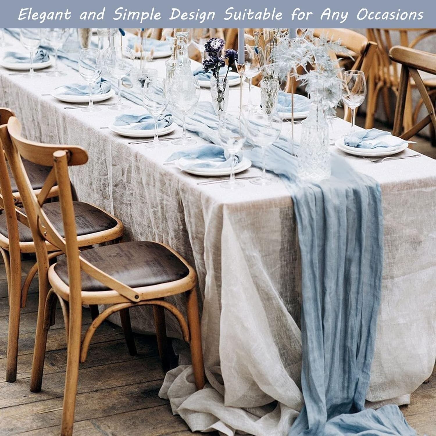 Versatile 10ft Dusty Blue Cheesecloth Table Runners - 12 Pack for All Occasions