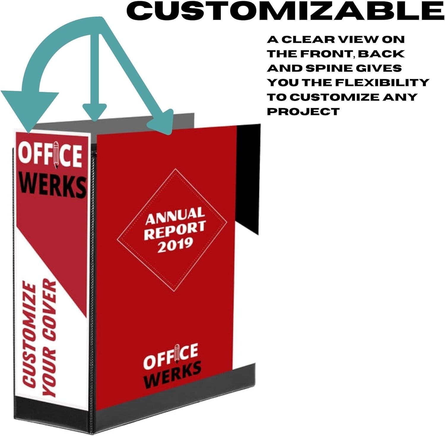 Extra-Large Heavy-Duty 3-Ring Binder with Crystal Clear Overlay - 2 Pack