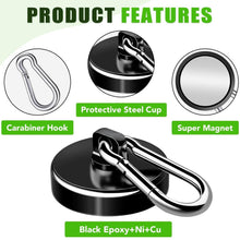 Load image into Gallery viewer, Versatile Black Magnetic Hooks Set - 110LBS Capacity &amp; Swivel Carabiner - 40Pcs