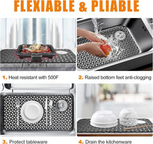 Load image into Gallery viewer, Black Silicone Sink Mat - Non-Slip Protector, 28.2''x 14.2'' for Kitchen Glam
