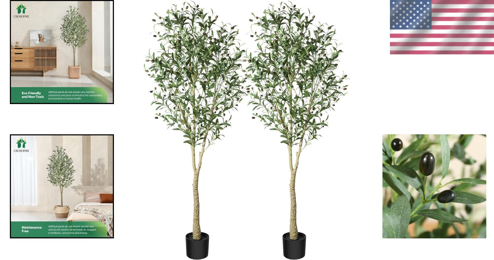 6Ft Artificial Olive Tree Plant - Realistic Faux Greenery for Home & Office