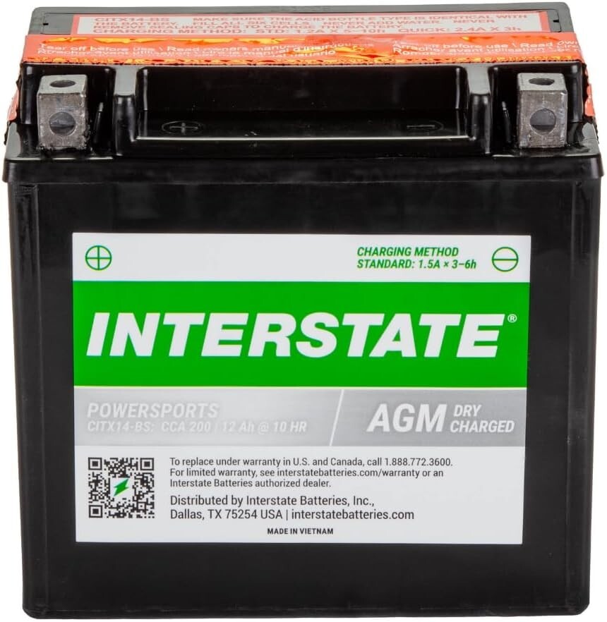 Maintenance-Free Powersport AGM Battery - Easy Install for Motorcycles & UTVs