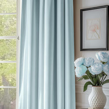 Load image into Gallery viewer, Velvet Room Darkening Curtains with Thermal Insulation - Misty Blue, 2 Panels