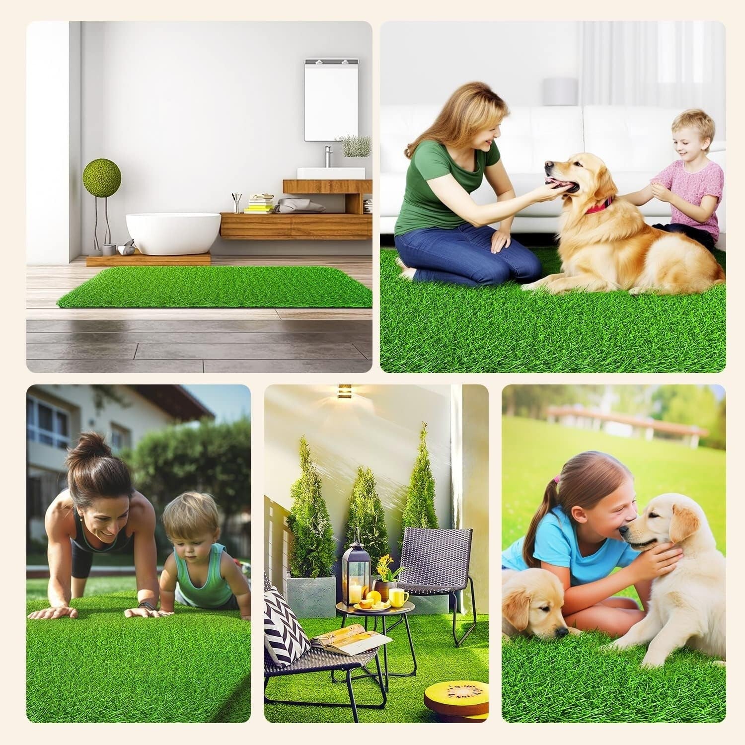4x6 Feet Eco-Friendly Artificial Grass Turf with Drainage Holes for Pets & Decor