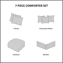 Load image into Gallery viewer, Cozy 7-Piece Queen Comforter Set - Modern Geometric Design in Collins Blue/Grey