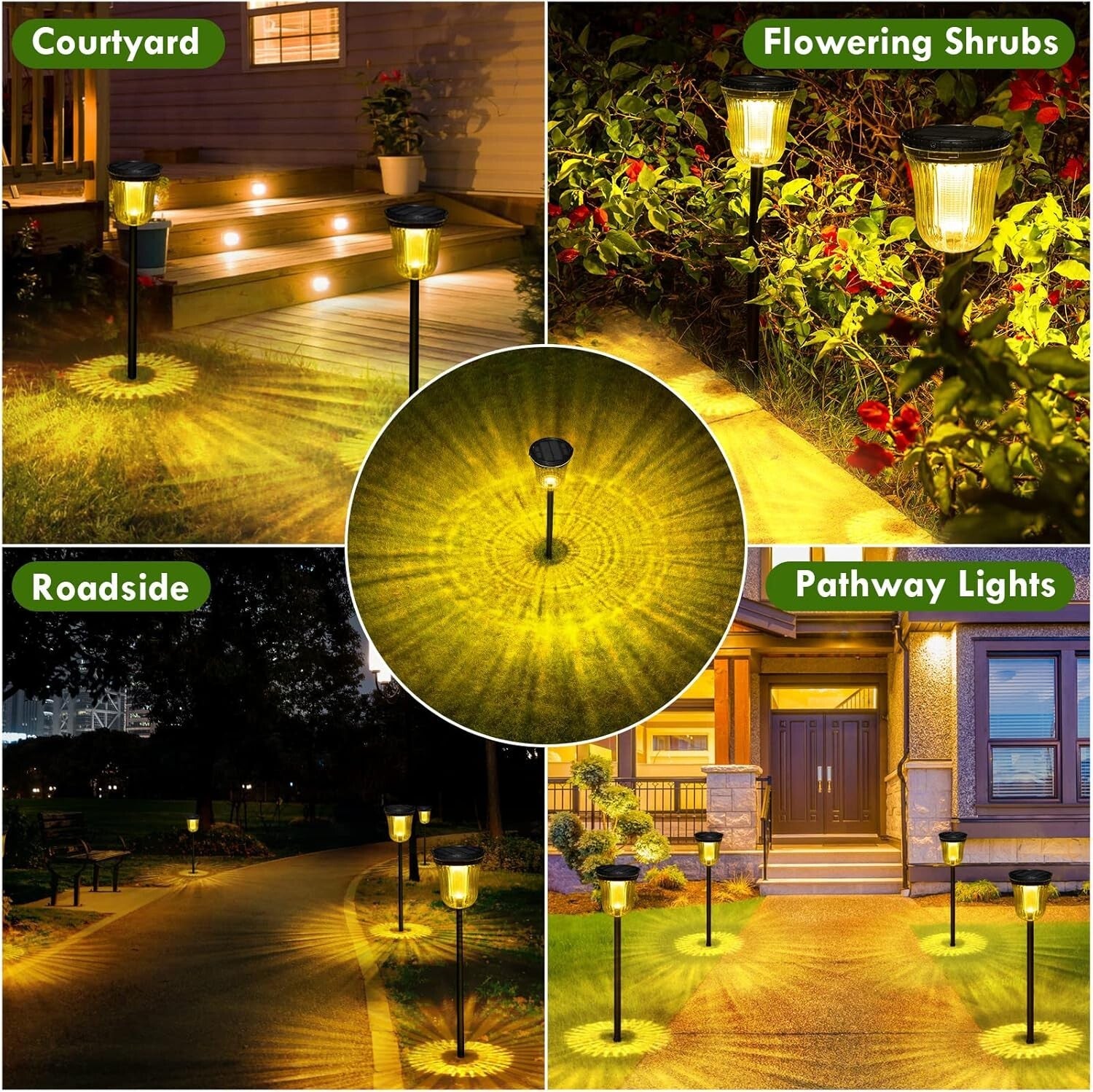 200 Lumens Solar Pathway Lights - Waterproof Outdoor Lights, 4 Pack Set