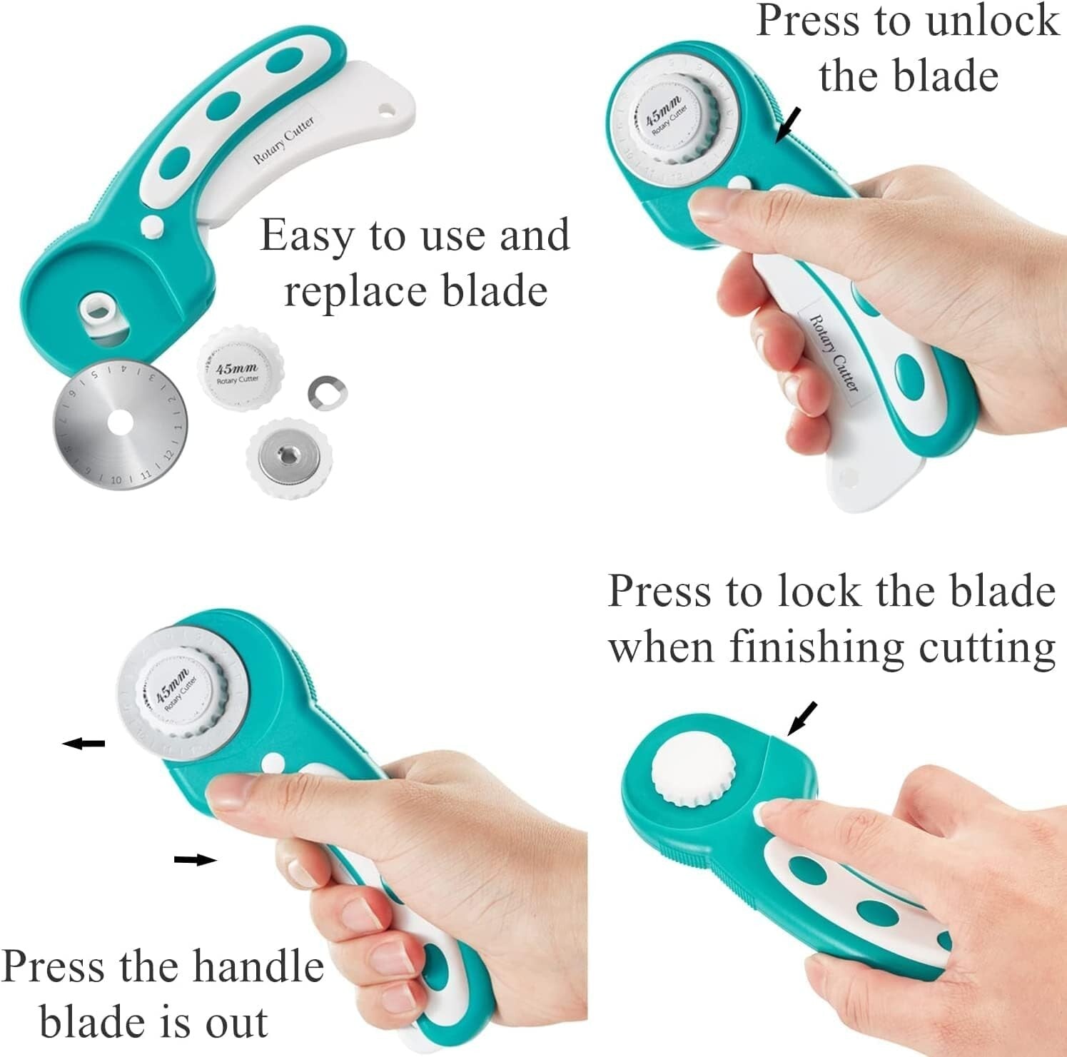 All-in-One Quilting Kit: Rotary Cutter, Blades, Mat & Craft Knife for Crafts
